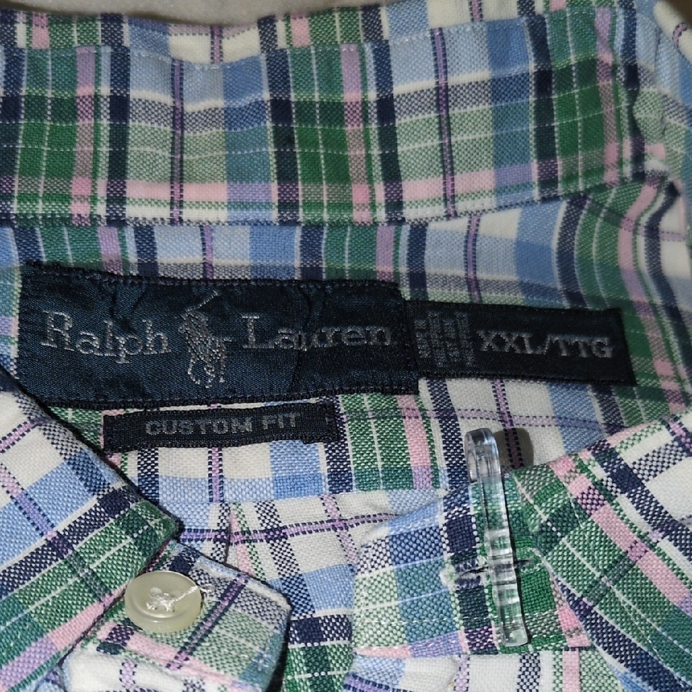 Ralph Lauren Men's Plaid Shirt in Blue and Green - Picture 2 of 2